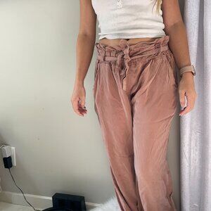 Cute boho brown/pink flowy tie pants